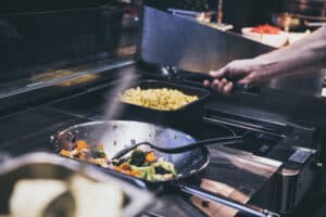 wok and induction hob front cook